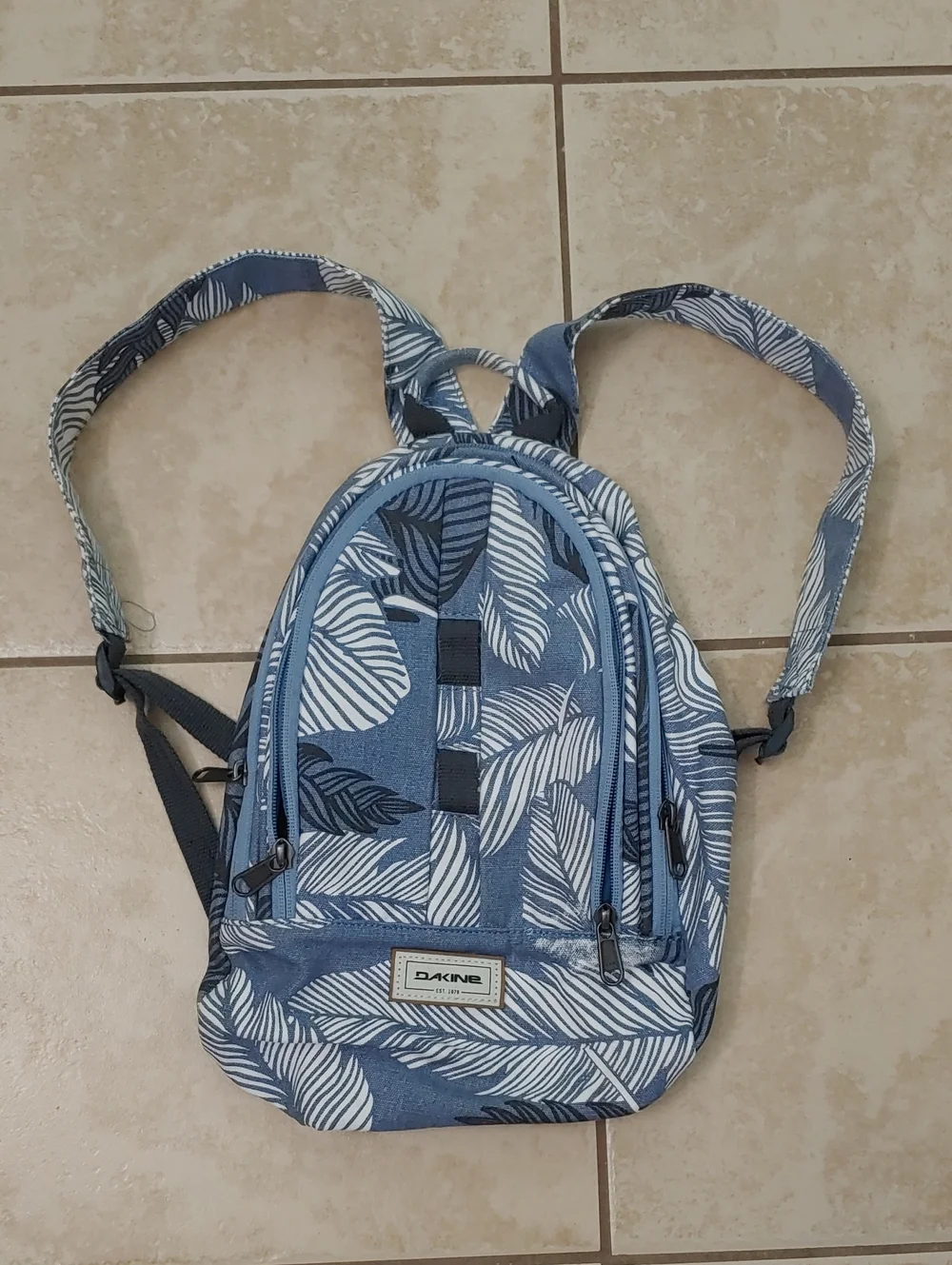Dakine Cosmo 6.5L Backpack Blue and White Palm Leaf Mini Unisex Bag